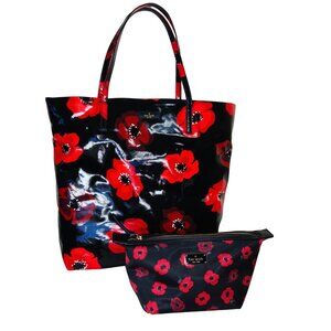 Kate Spade Daycation Poppy Bon Shopper Jodi Cosmetic Bag Set NWOT